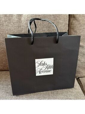 Saks Fifth Avenue Empty Paper Black Bag Medium Authentic Luxury